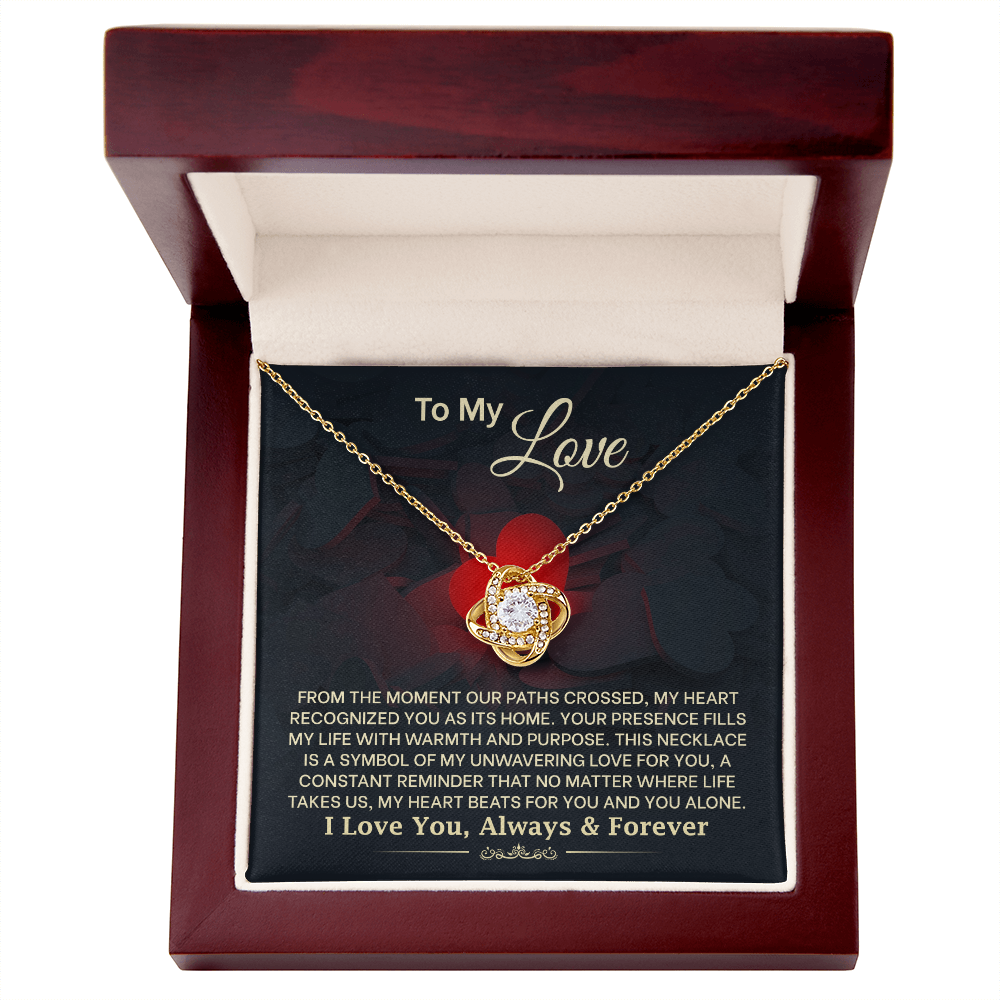 To My Love Necklace for Wife – Inspirational Valentine's Day, Wedding Anniversary Gifts for Women – 14k White Gold or 18k Yellow Gold Over Stainless Steel