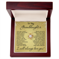 Load image into Gallery viewer, Granddaughter Gift To My Granddaughter Necklace from Grandpa Grandma Grandparents for Graduation Christmas Birthday Love Knot Pendant
