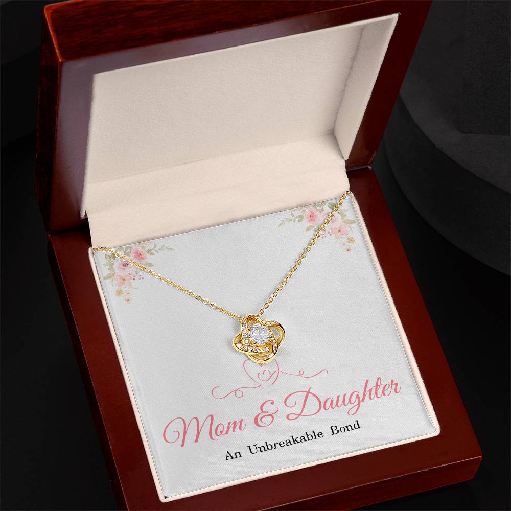 Mom Love Knot Necklace – Mother’s Day, Birthday, or Christmas Gift from Daughter – Mother and Daughter Pendant for an Unbreakable Bond
