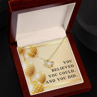 Load image into Gallery viewer, Graduation Necklace for Women, Graduation Gifts Class of 2024, Christmas Necklace for Daughter,  Inspirational Necklace for Her, You Believed You Could and You Did, Granddaughter Gift Love Knot Necklace ShineOn Fulfillment
