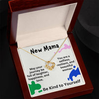 Load image into Gallery viewer, New Mama Necklace – Be Kind to Yourself Gift with Heartfelt Message Card, Baby Shower Love Knot ShineOn Fulfillment
