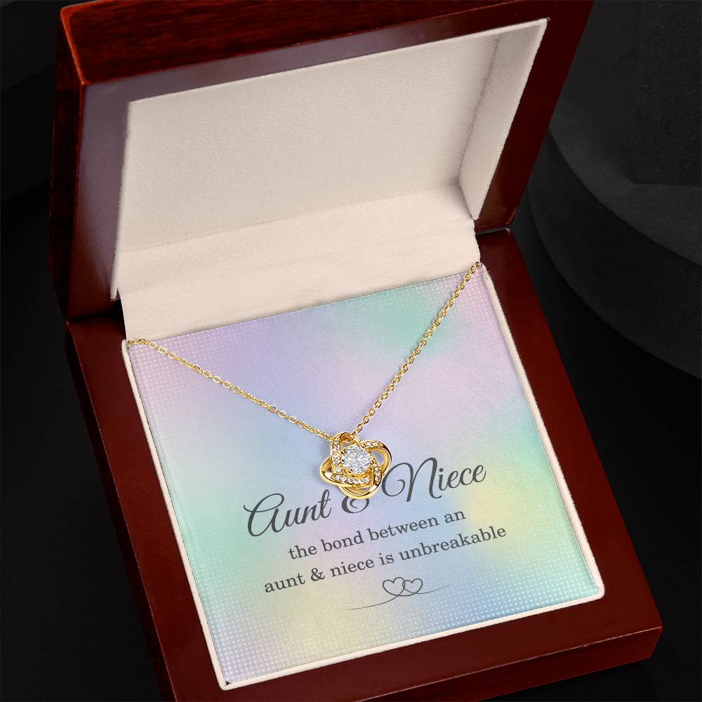Inspirational Jewelry for Aunt, Aunt and Niece Love Knot Necklace, Gifts for Niece Birthday from Aunt, Unbreakable Bond 14K White Gold Cubic Zirconia