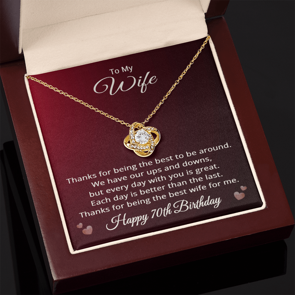 70th Wedding Anniversary Necklace for Wife - Love Knot Pendant Necklace