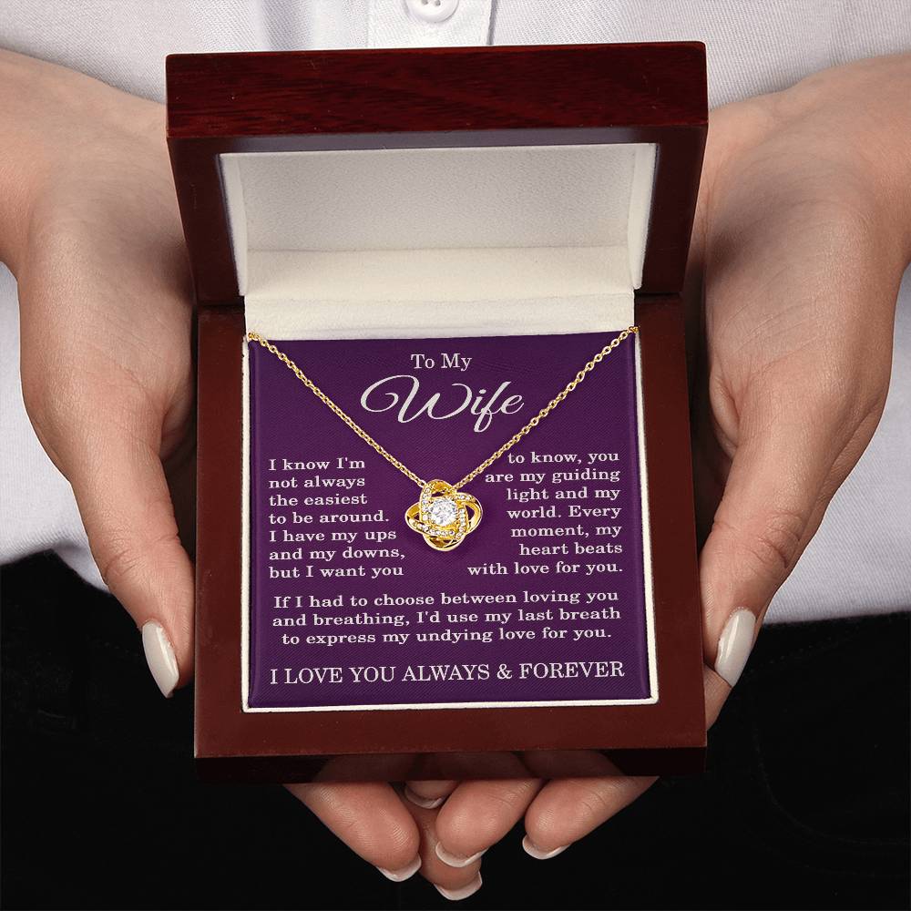 To My Wife Necklace from Husband Anniversary Gift for Wife with Purple Background