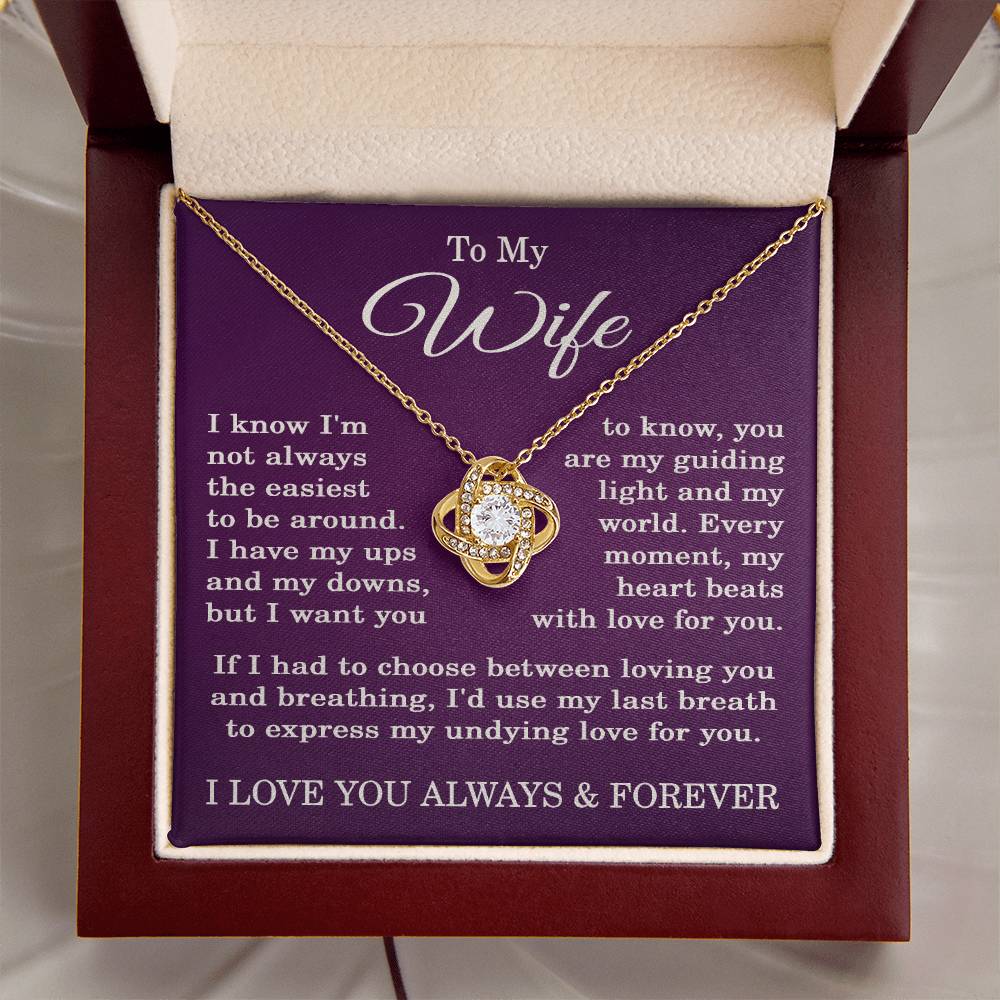 To My Wife Necklace from Husband Anniversary Gift for Wife with Purple Background