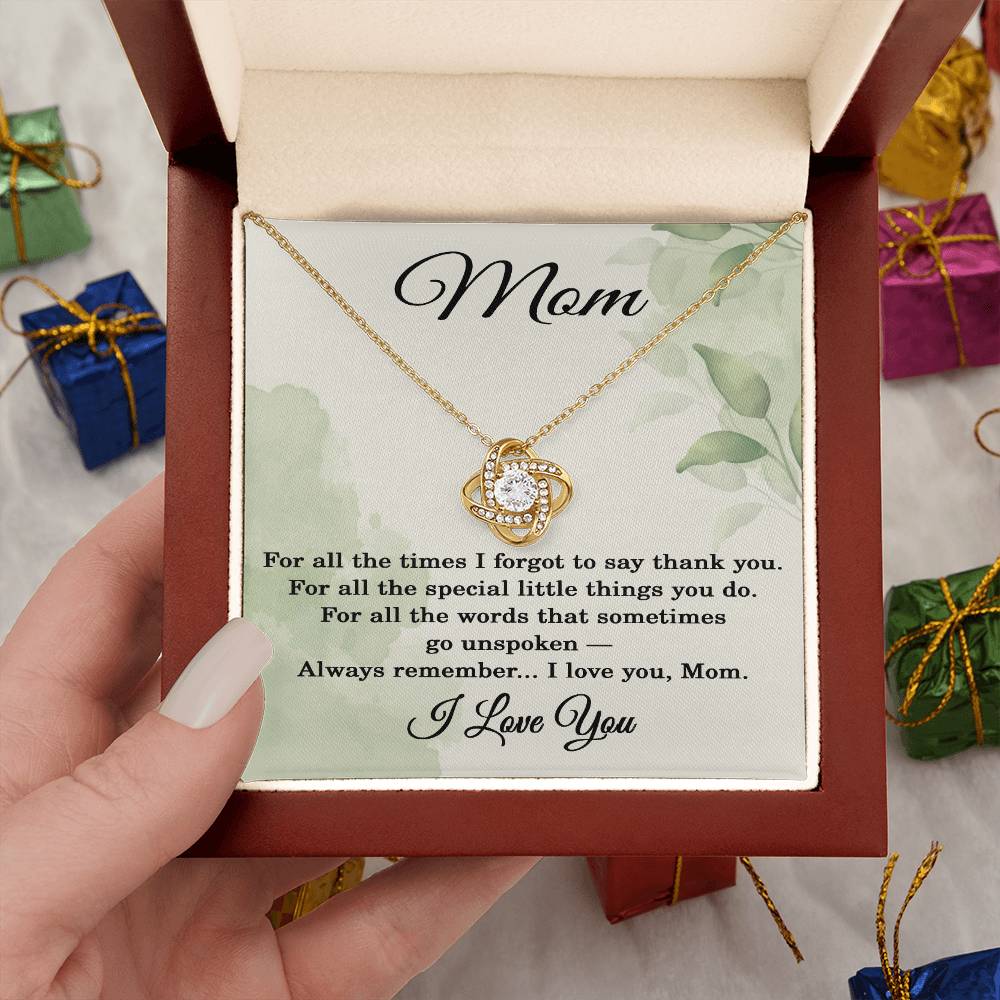 Love Knot Necklace for Mom - I Love You Necklace for Mom - I Love You Jewelry for Mothers