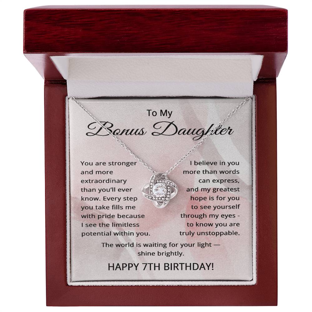 7th Birthday Gifts for Bonus Daughter - 7th Birthday Necklace for Stepdaughter - To My Step Daughter Necklace