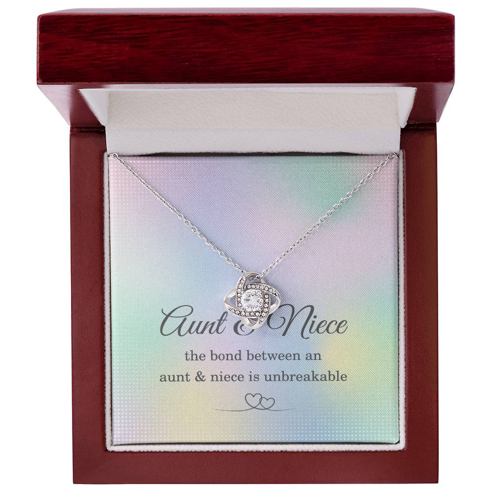 Inspirational Jewelry for Aunt, Aunt and Niece Love Knot Necklace, Gifts for Niece Birthday from Aunt, Unbreakable Bond 14K White Gold Cubic Zirconia