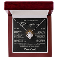 Load image into Gallery viewer, To My Daughter Necklace from Dad - Christmas Gifts for Daughter from Dad - Heartfelt Message Love Knot Pendant

