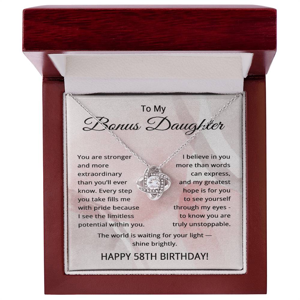 58th Birthday Gifts for Bonus Daughter - 58th Birthday Necklace for Stepdaughter - To My Step Daughter Necklace