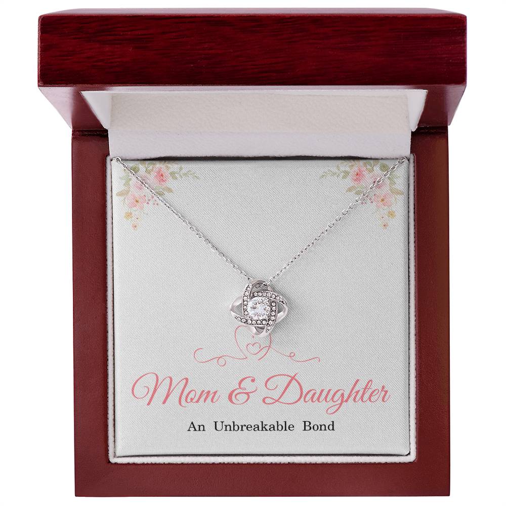 Mom Love Knot Necklace – Mother’s Day, Birthday, or Christmas Gift from Daughter – Mother and Daughter Pendant for an Unbreakable Bond