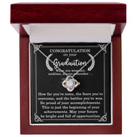 Load image into Gallery viewer, Graduation Necklace for Women, Congratulations on Your Graduation, Remember How Far You've Come and Battles You've Won, Graduate Love Knot Necklace ShineOn Fulfillment
