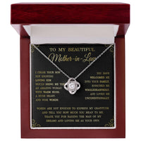 Load image into Gallery viewer, Thank You Gifts for Mother-in-Law Jewelry, To My Beautiful Mother-in-Law Necklace, Love Knot Necklace ShineOn Fulfillment
