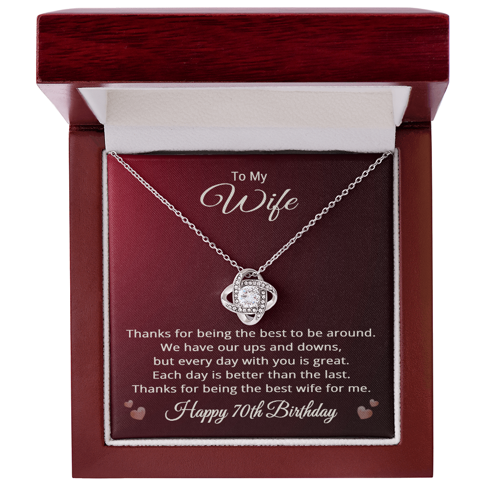 70th Wedding Anniversary Necklace for Wife - Love Knot Pendant Necklace