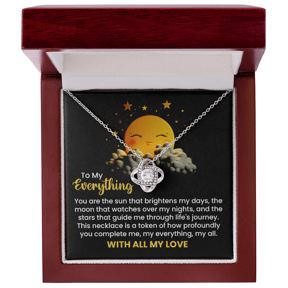 To My Everything Necklace for Wife – Inspirational Love Knot Pendant for Bride from Groom – Wedding Anniversary, Birthday, and Special Occasion Gifts for Women – With All My Love Necklace for Her