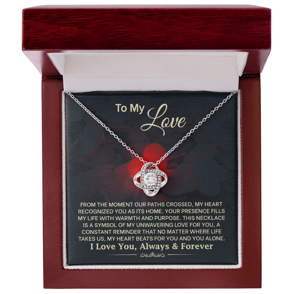 To My Love Necklace for Wife – Inspirational Valentine's Day, Wedding Anniversary Gifts for Women – 14k White Gold or 18k Yellow Gold Over Stainless Steel