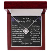 Load image into Gallery viewer, Sentimental Gift for Mom from Son, Love Knot Necklace with Heartfelt Message Card, Mom of All Moms ShineOn Fulfillment
