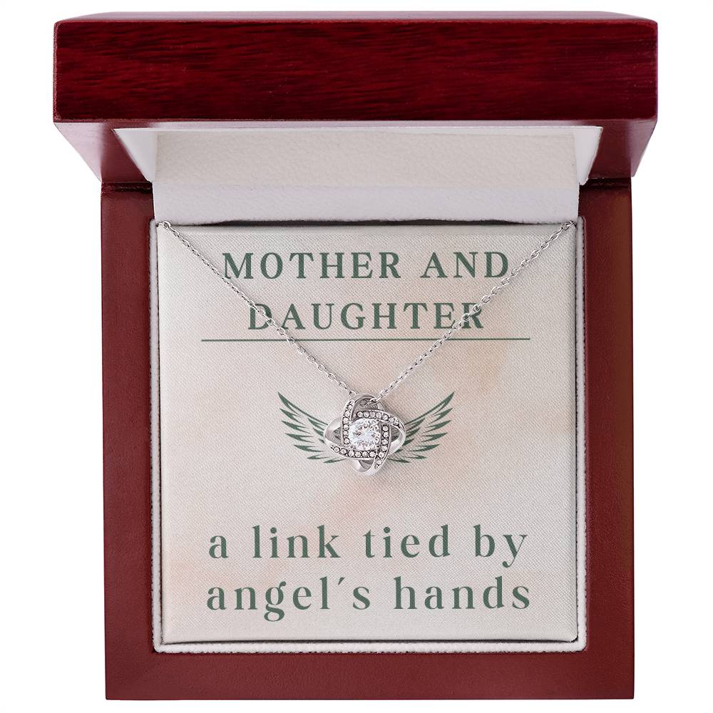 Mother’s Day Mother Daughter Necklace – Love Knot Pendant Gift for Mom or Daughter – A Link Tied by Angels Hands