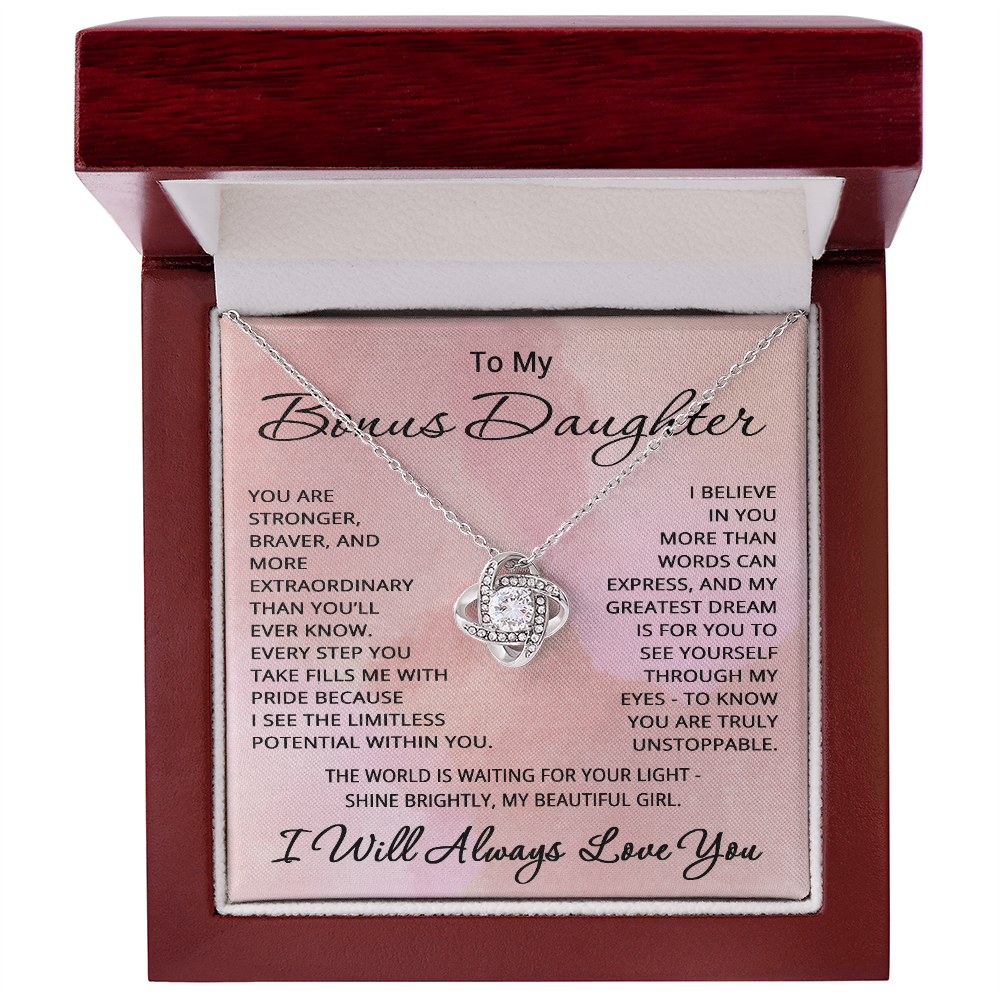 Bonus Daughter Necklace – Birthday or Christmas Gift from Stepmom or Stepdad – Stepdaughter or Step-daughter Jewelry
