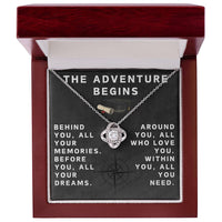Load image into Gallery viewer, Class of 2025 Necklace for Her Adventure Begins Necklace Class of 2024 Necklace Graduate Gifts for Women Graduate Knot Necklace Graduation Gifts for Her ShineOn Fulfillment
