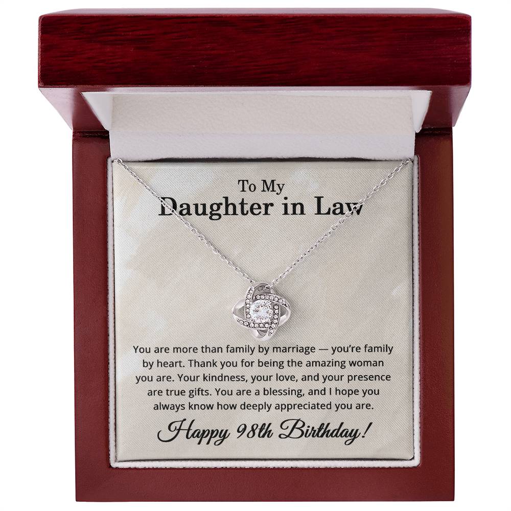 98th Birthday Gifts for Daughter in Law - To My Daughter in Law Necklace