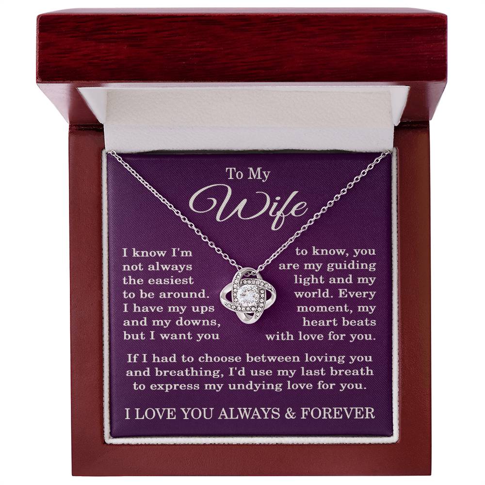 To My Wife Necklace from Husband Anniversary Gift for Wife with Purple Background