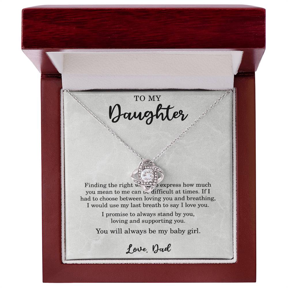 To My Daughter Necklace from from Dad Promise Necklace from Dad I Promise to Always Stand By You Daughter Christmas Gift Birthday Love Knot Pendant