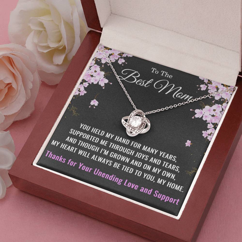 To The Best Mom Love Knot Necklace – Heartfelt Gift for Mom with Message Card