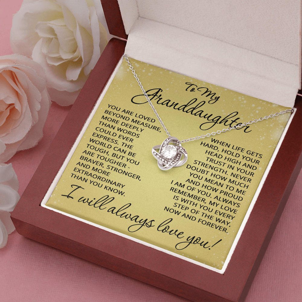 Granddaughter Gift To My Granddaughter Necklace from Grandpa Grandma Grandparents for Graduation Christmas Birthday Love Knot Pendant