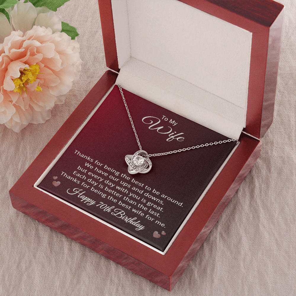 70th Wedding Anniversary Necklace for Wife - Love Knot Pendant Necklace