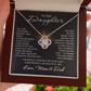 To Our Daughter Necklace – Gift from Mom and Dad – Love Knot Pendant for Birthday or Christmas