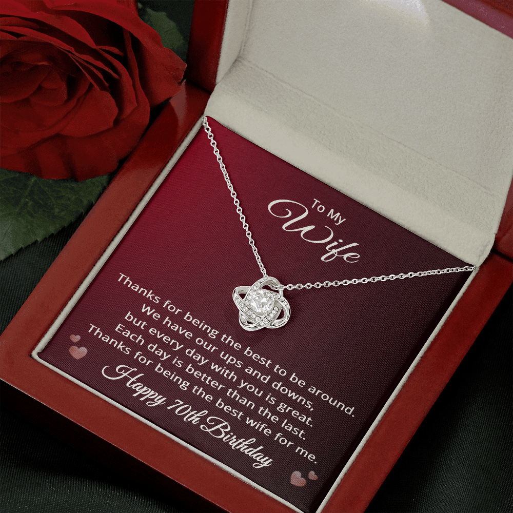 70th Wedding Anniversary Necklace for Wife - Love Knot Pendant Necklace
