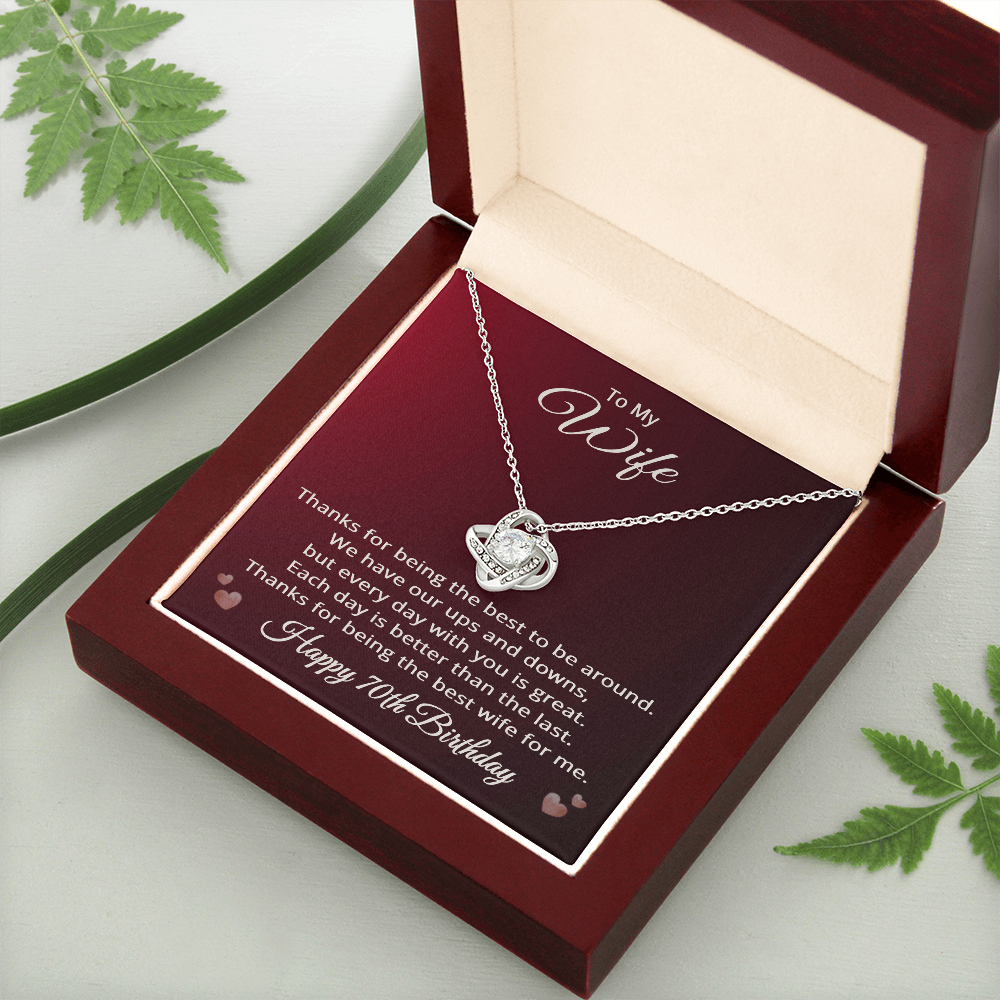 70th Wedding Anniversary Necklace for Wife - Love Knot Pendant Necklace
