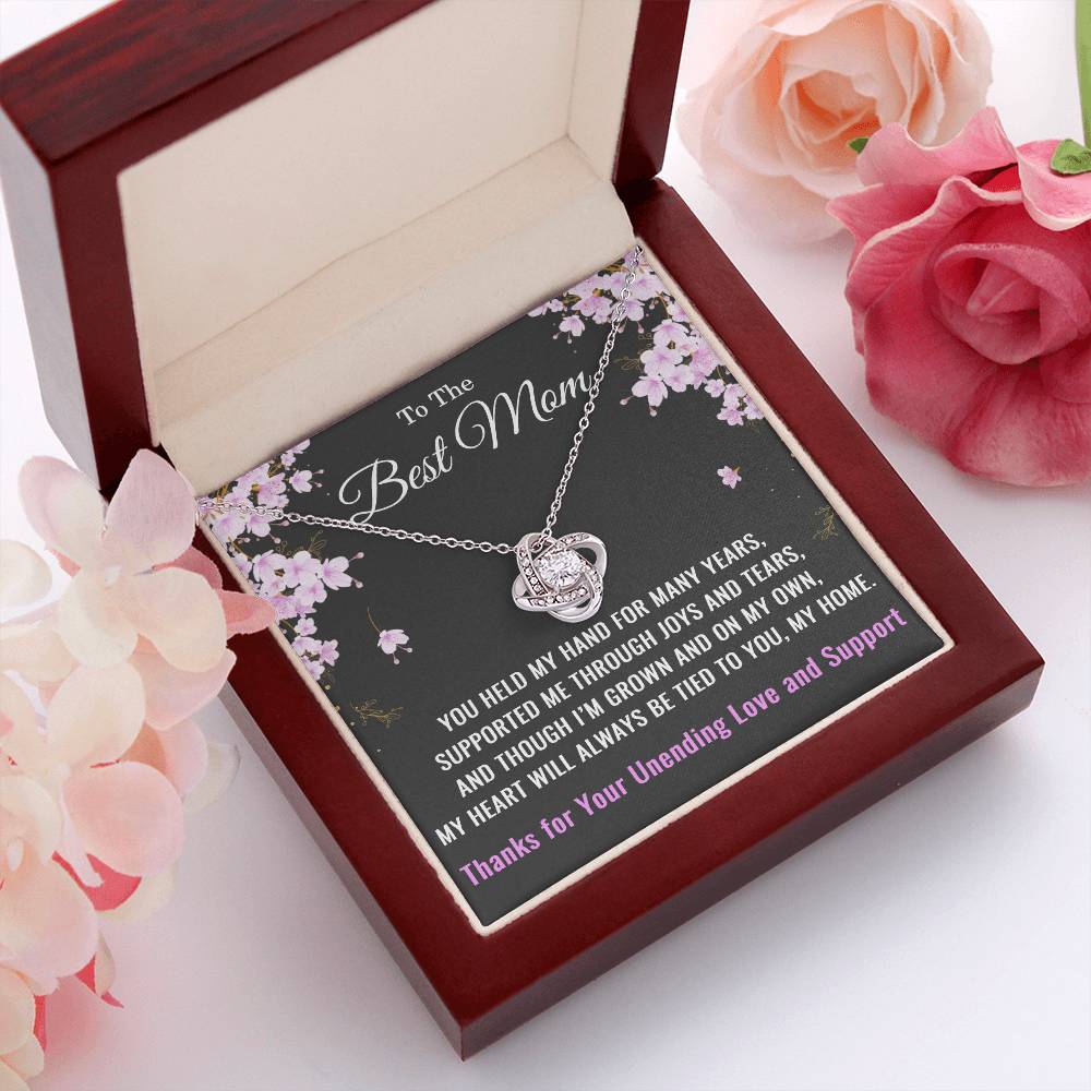 To The Best Mom Love Knot Necklace – Heartfelt Gift for Mom with Message Card