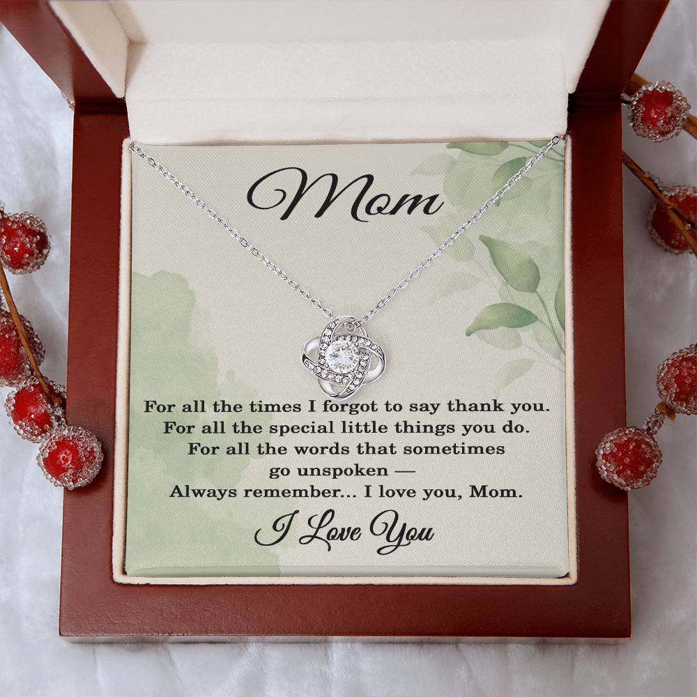 Love Knot Necklace for Mom - I Love You Necklace for Mom - I Love You Jewelry for Mothers
