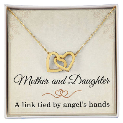 Mom Necklace from Daughter – Mother’s Day, Birthday, or Christmas Gift – A Link Tied by Angel’s Hands Interlocking Hearts Pendant