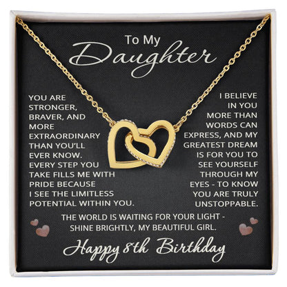 8th Birthday Gifts from Mom Dad for Daughter 8th Birthday Necklace Heart Pendant Jewelry 8 Years Old Birthday