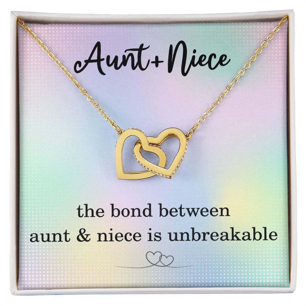 Aunt and Niece Necklace, Inspirational Gifts for Niece Birthday Christmas, Gifts from Aunt to Niece with Unbreakable Bond Quote, Interlocking Hearts Necklace