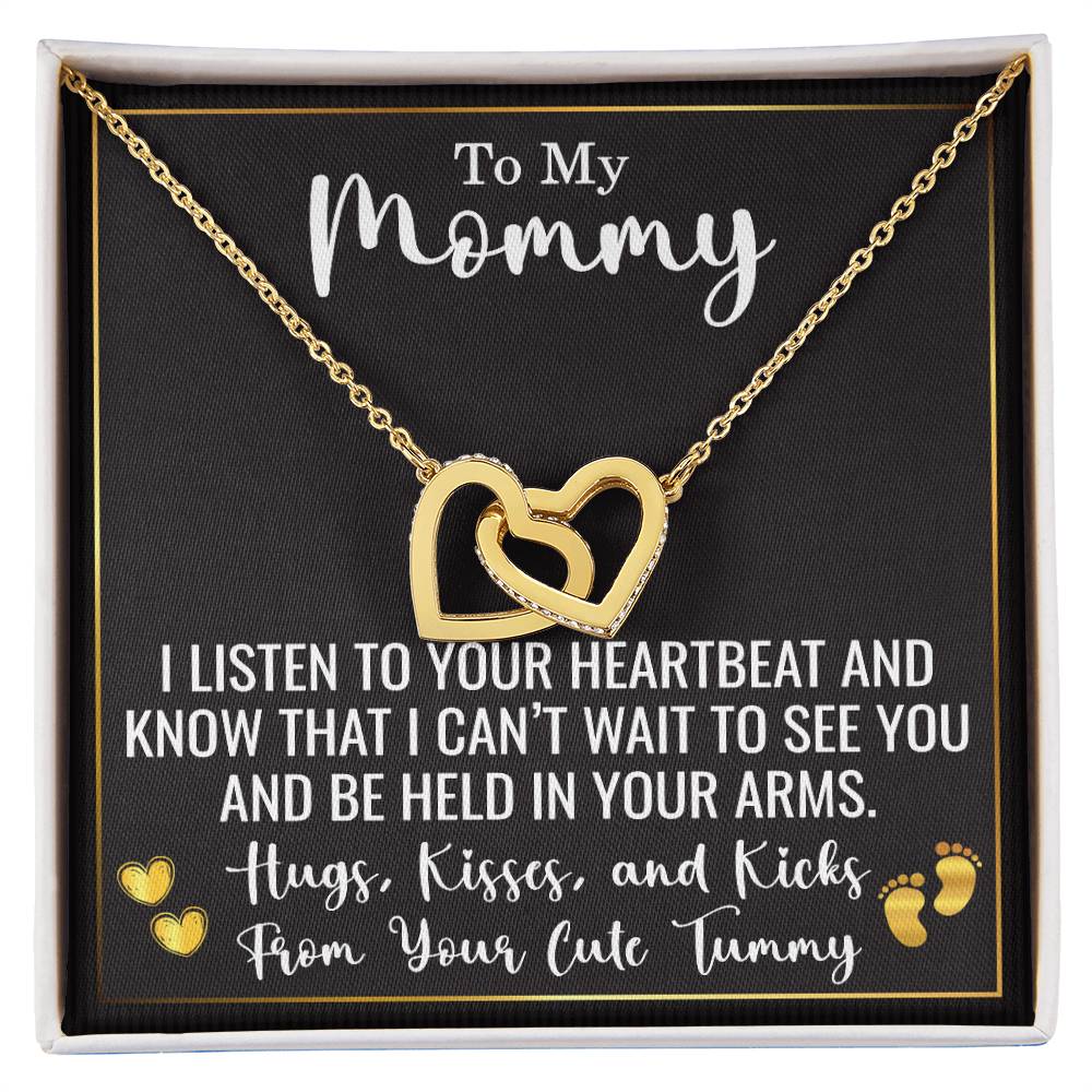 To My Mommy Necklace from Baby Bump – Expecting Mom Gift for Christmas, Baby Shower, or Mother’s Day – Hugs, Kisses, and Kicks from Your Tummy