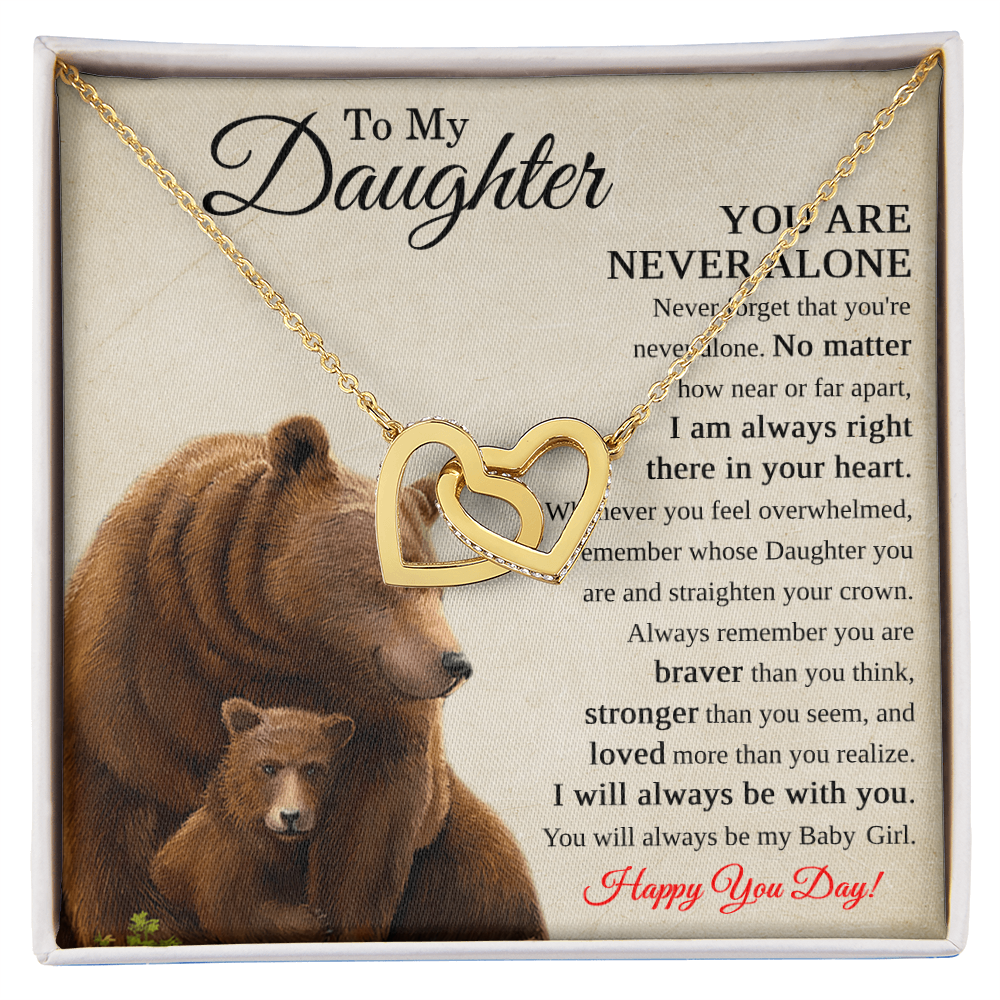 Birthday Jewelry for Daughter - To My Daughter Necklace with Two Hearts Stainless Steel