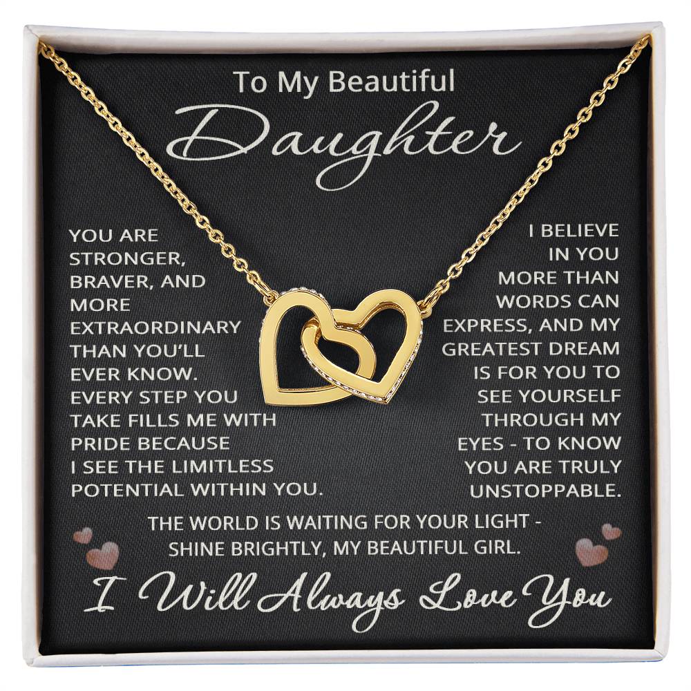 To My Beautiful Daughter Necklace I Will Always Love You from Mom Dad Birthday Christmas Jewelry Gift