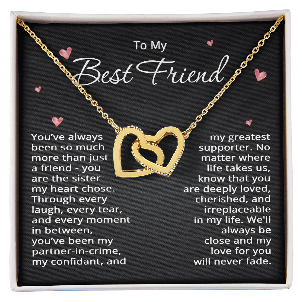 To My Best Friend Necklace Best Friend Christmas Gift Birthday Wedding Sister my Heart Chose Two Heart Pendant Bestie Jewelry BFF Gift Long Distance