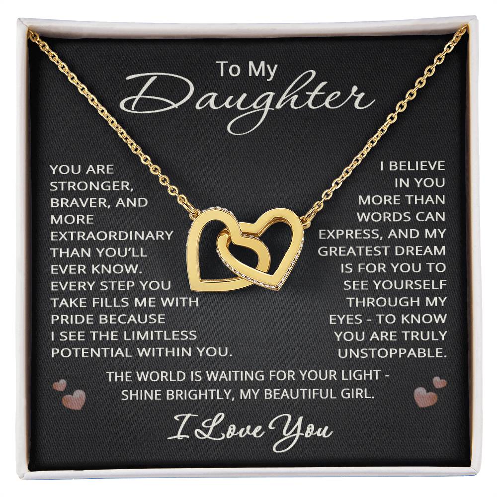 To My Daughter Necklace from Mom Dad I Love You Gift Heart Pendant Jewelry