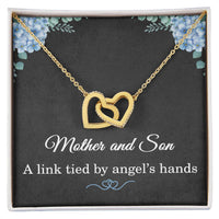 Load image into Gallery viewer, Mother Son Necklace – Interlocking Hearts Gift from Son with Heartfelt Message Card, Rose Gold Silver ShineOn Fulfillment
