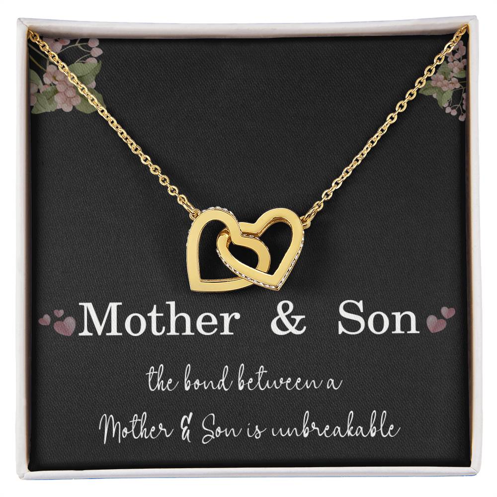 Mother’s Day Gift from Son – Mother and Son Interlocking Heart Pendant for Birthday or Christmas – The Bond Between a Mother and Son Is Unbreakable