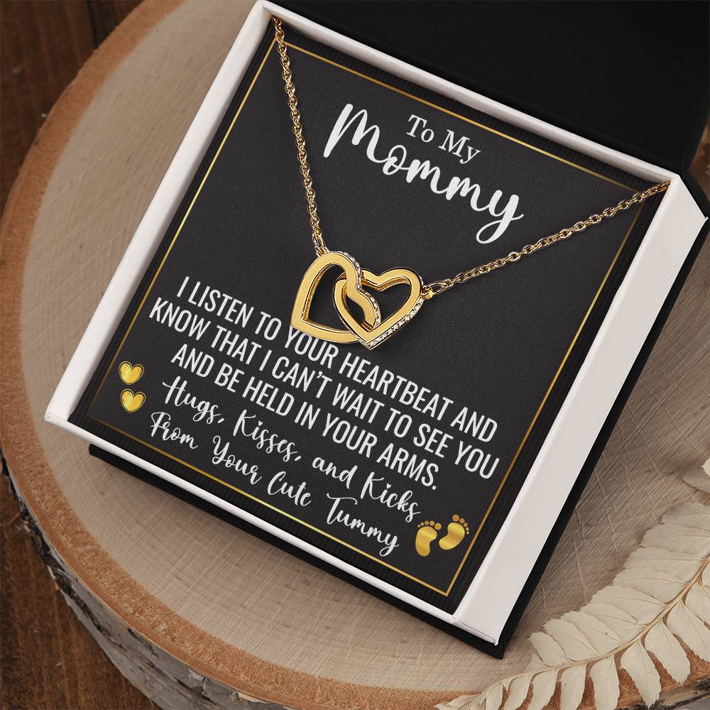 To My Mommy Necklace from Baby Bump – Expecting Mom Gift for Christmas, Baby Shower, or Mother’s Day – Hugs, Kisses, and Kicks from Your Tummy