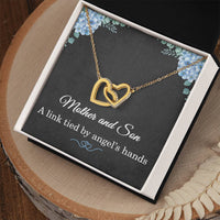 Load image into Gallery viewer, Mother Son Necklace – Interlocking Hearts Gift from Son with Heartfelt Message Card, Rose Gold Silver ShineOn Fulfillment

