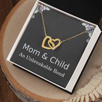 Load image into Gallery viewer, Mom and Child Necklace, Unbreakable Bond Gift for Mom with Heartfelt Message Card, Interlocking Hearts ShineOn Fulfillment
