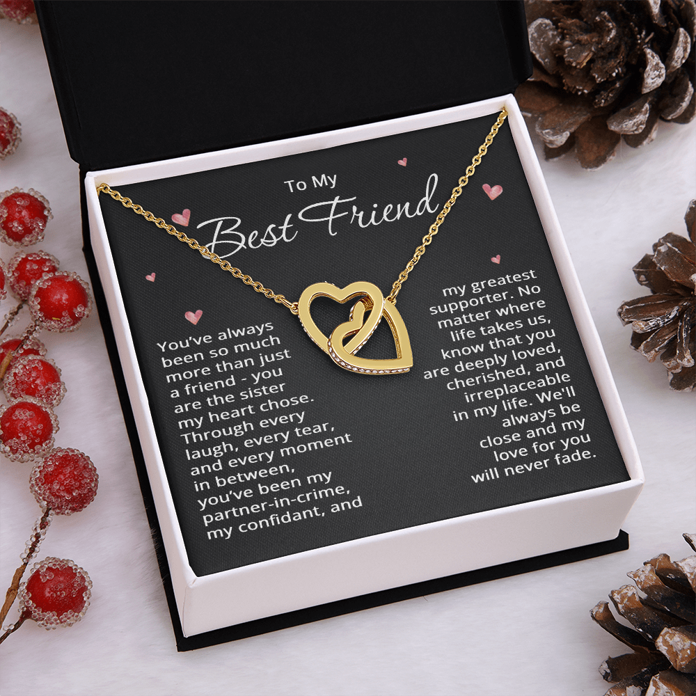 To My Best Friend Necklace Best Friend Christmas Gift Birthday Wedding Sister my Heart Chose Two Heart Pendant Bestie Jewelry BFF Gift Long Distance