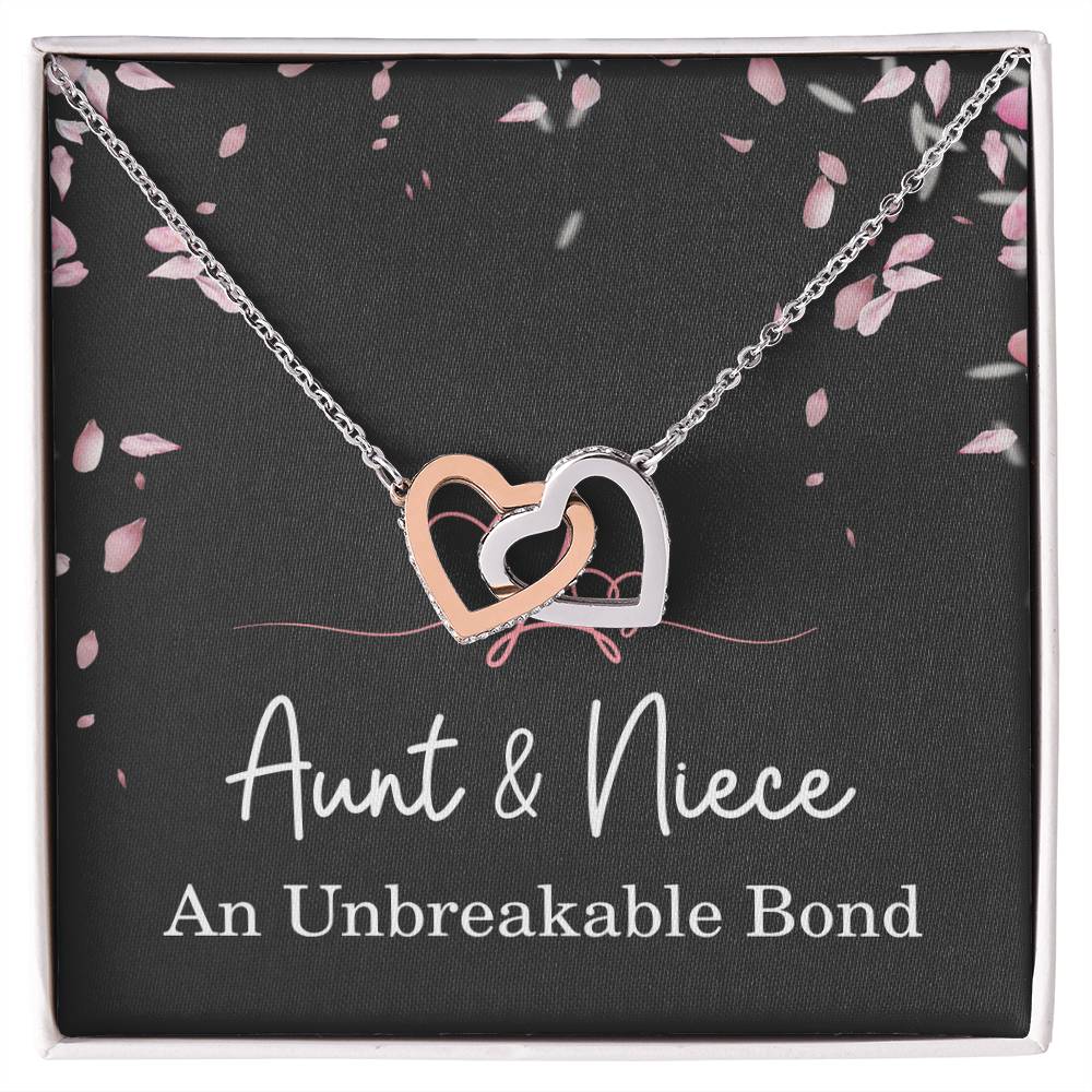 Aunt Niece Necklace, Aunt Niece Gifts, Aunt Niece An Unbreakable Bond, Niece Interlocking Hearts Jewelry for Christmas, Birthdays, and Mother's Day, Unique Gifts for Niece